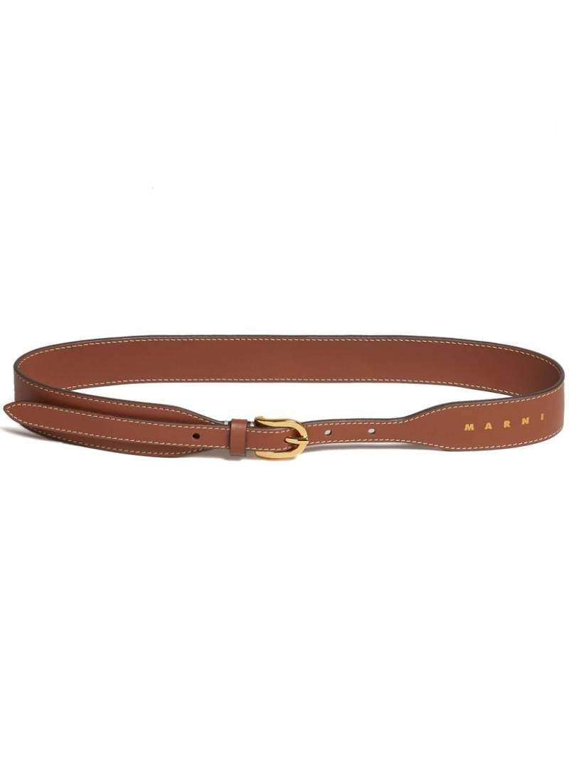 Marni logo-print leather belt - Brown von Marni