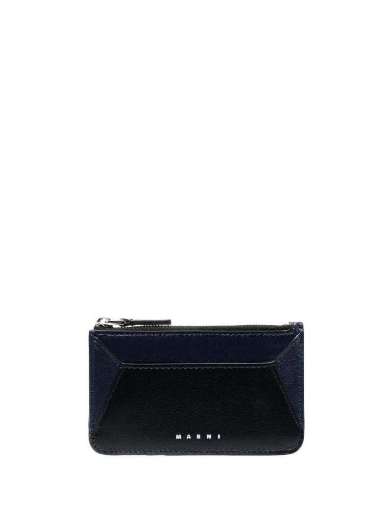 Marni logo-print leather card holder - Blue von Marni