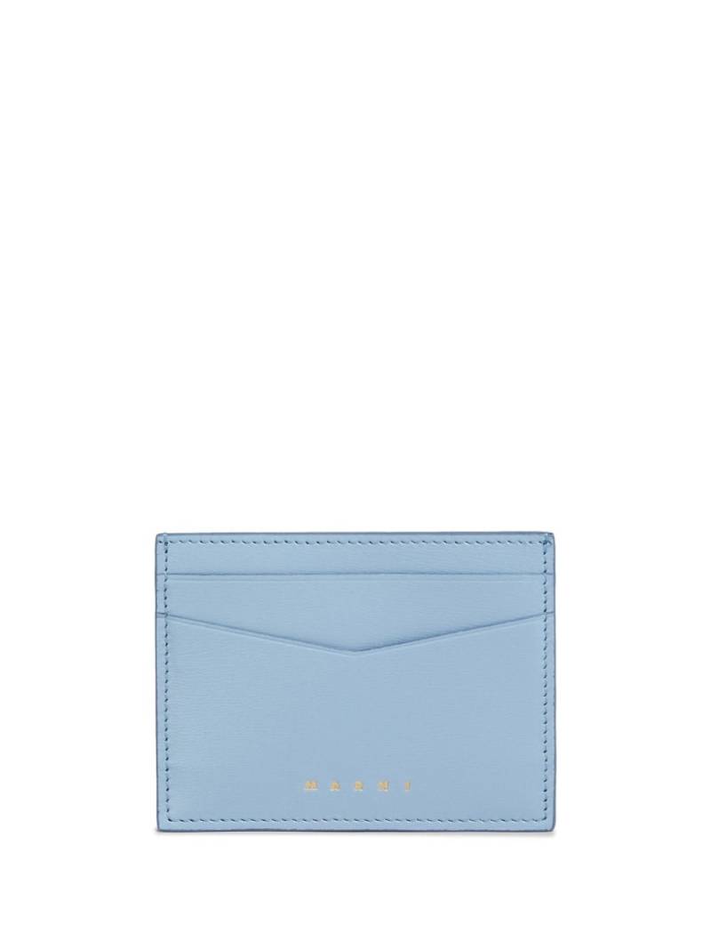 Marni logo-print leather cardholder - Blue von Marni