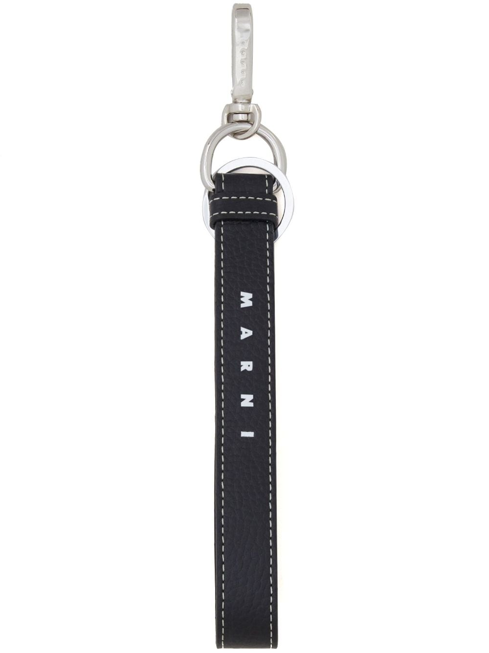 Marni logo-print leather keyring - Black von Marni