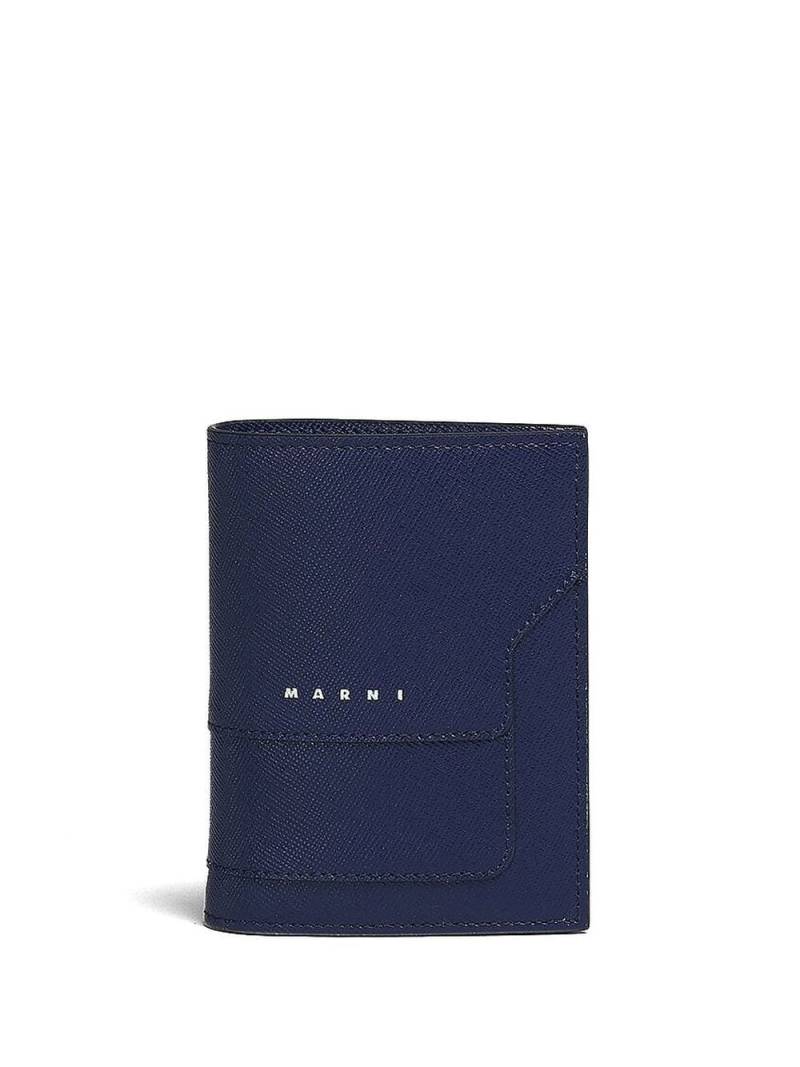 Marni logo-print leather wallet - Blue von Marni