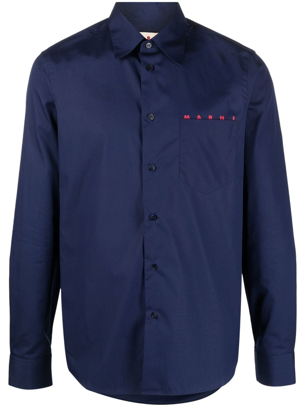 Marni logo-print long-sleeve shirt - Blue von Marni