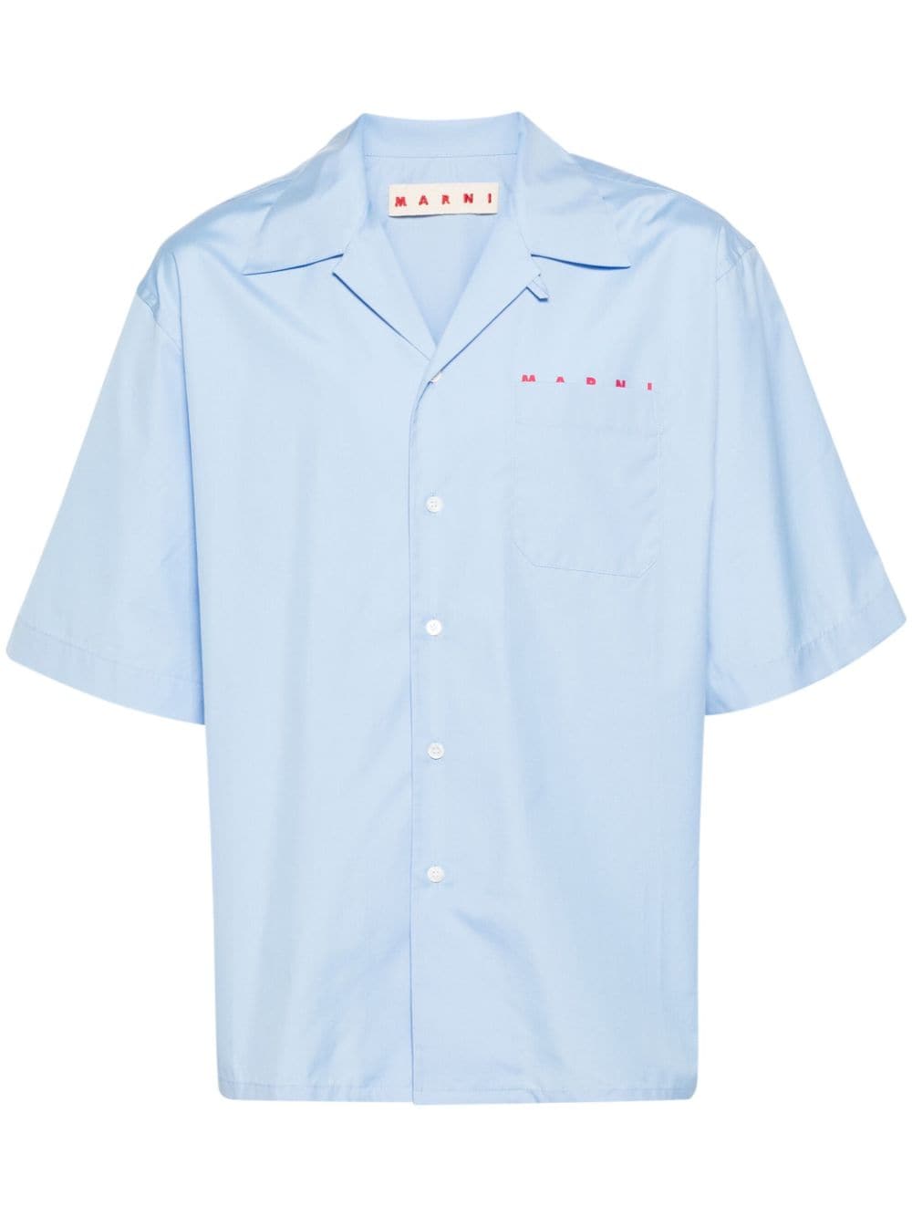 Marni logo-print poplin shirt - Blue von Marni