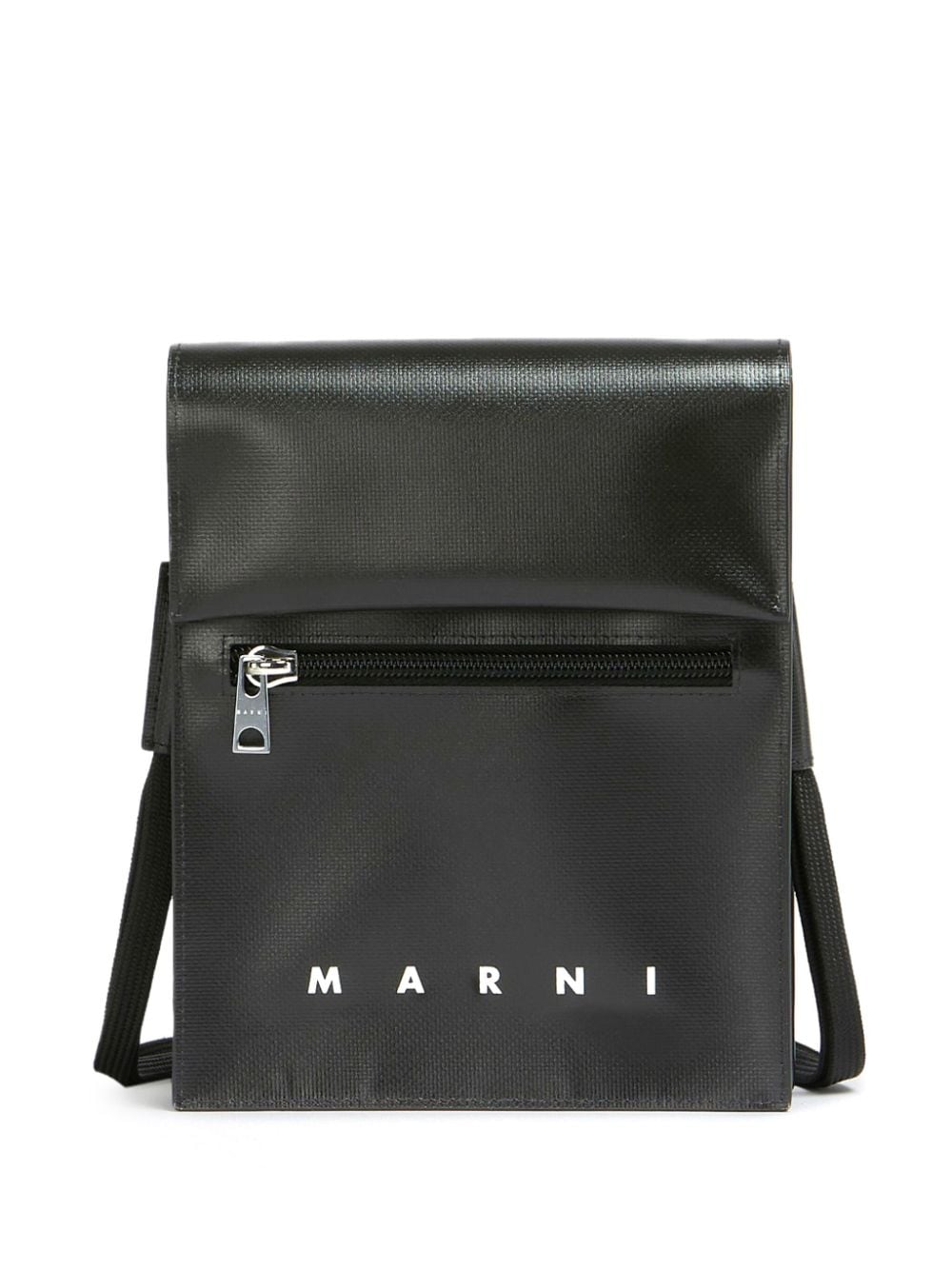 Marni logo-print press-stud fastening shoulder bag - Black von Marni