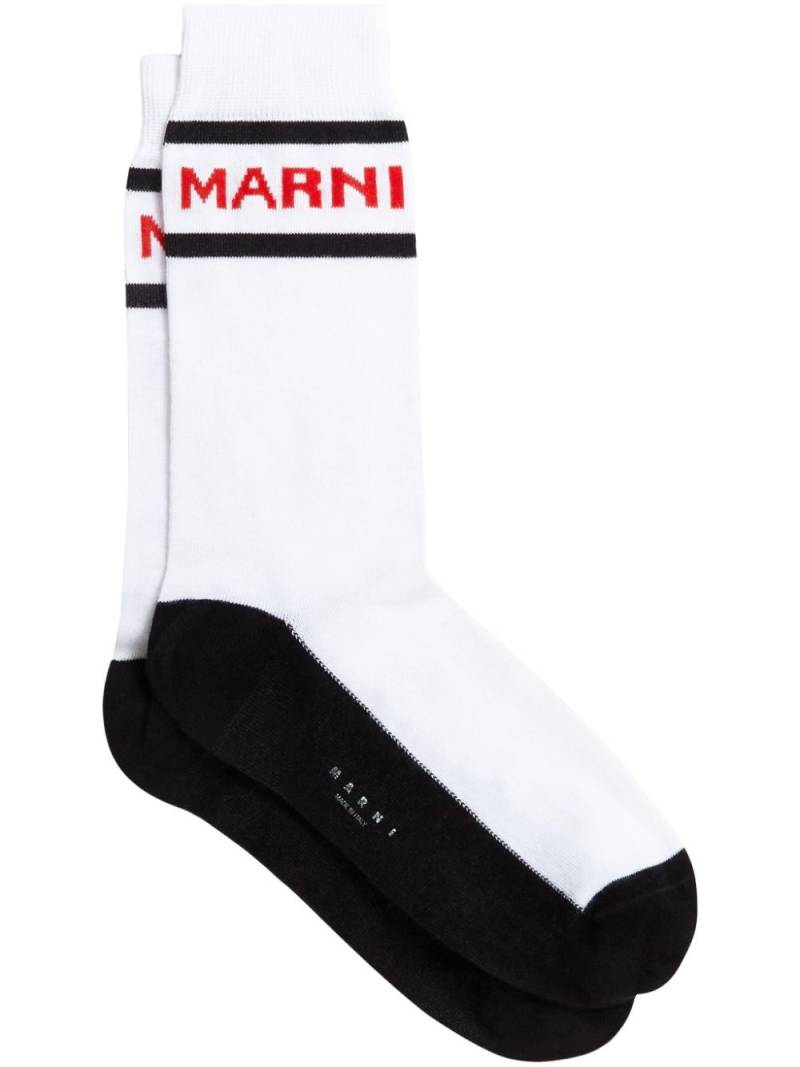 Marni logo-jacquard striped socks - White von Marni