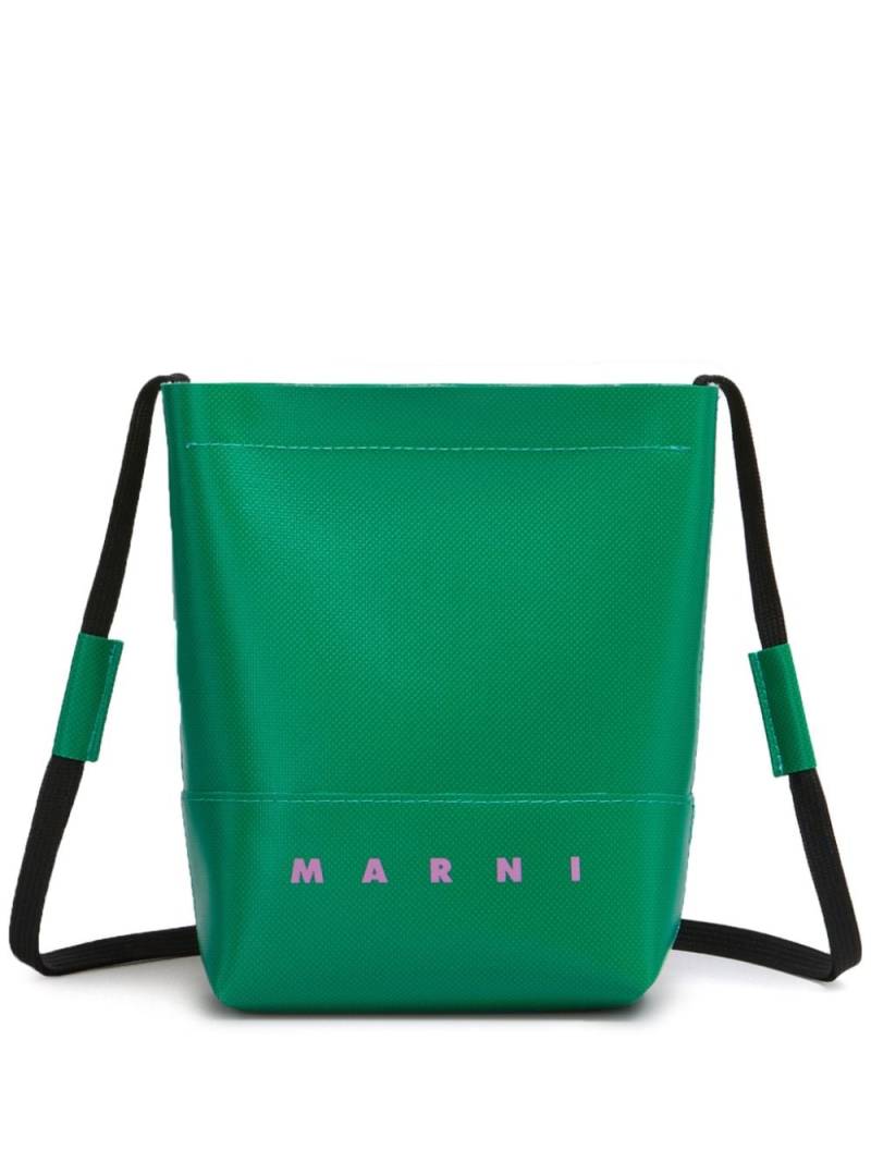 Marni logo-print two-tone shoulder bag - Green von Marni