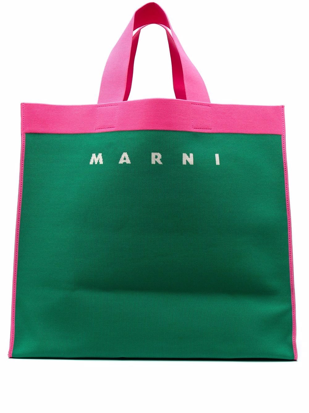 Marni logo-printed tote bag - Green von Marni