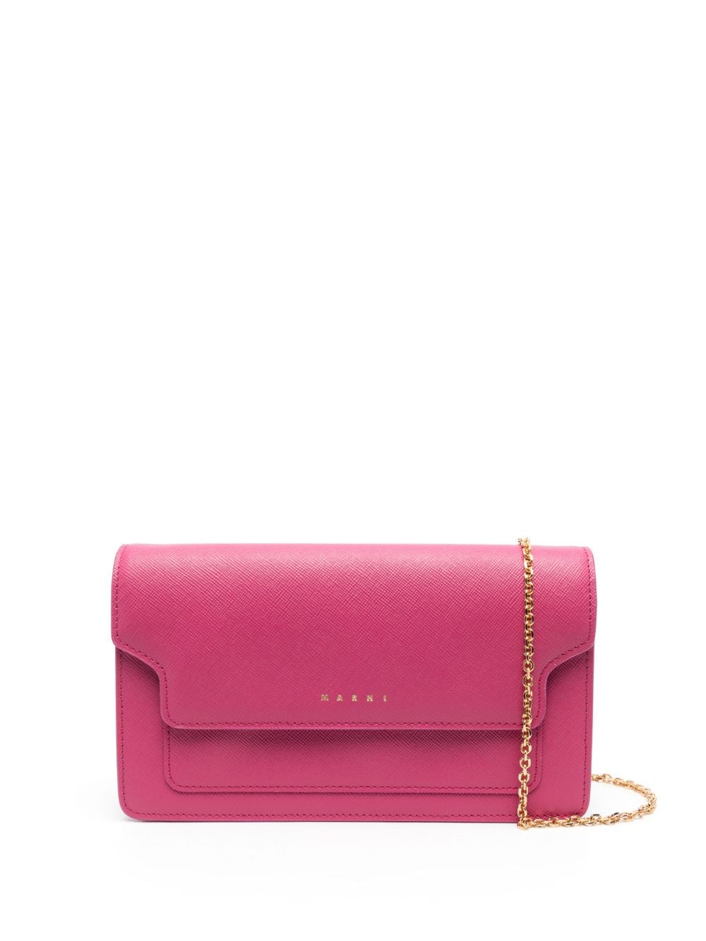 Marni logo-stamp leather crossbody bag - Pink von Marni