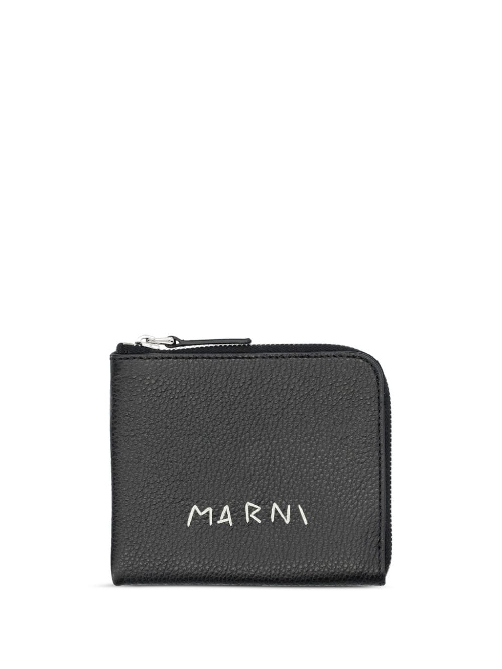 Marni logo-stitch zipped leather wallet - Black von Marni