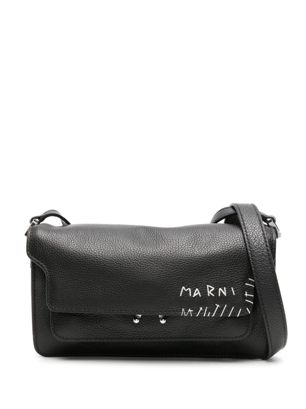 Marni logo-stitched leather crossbody bag - Black von Marni