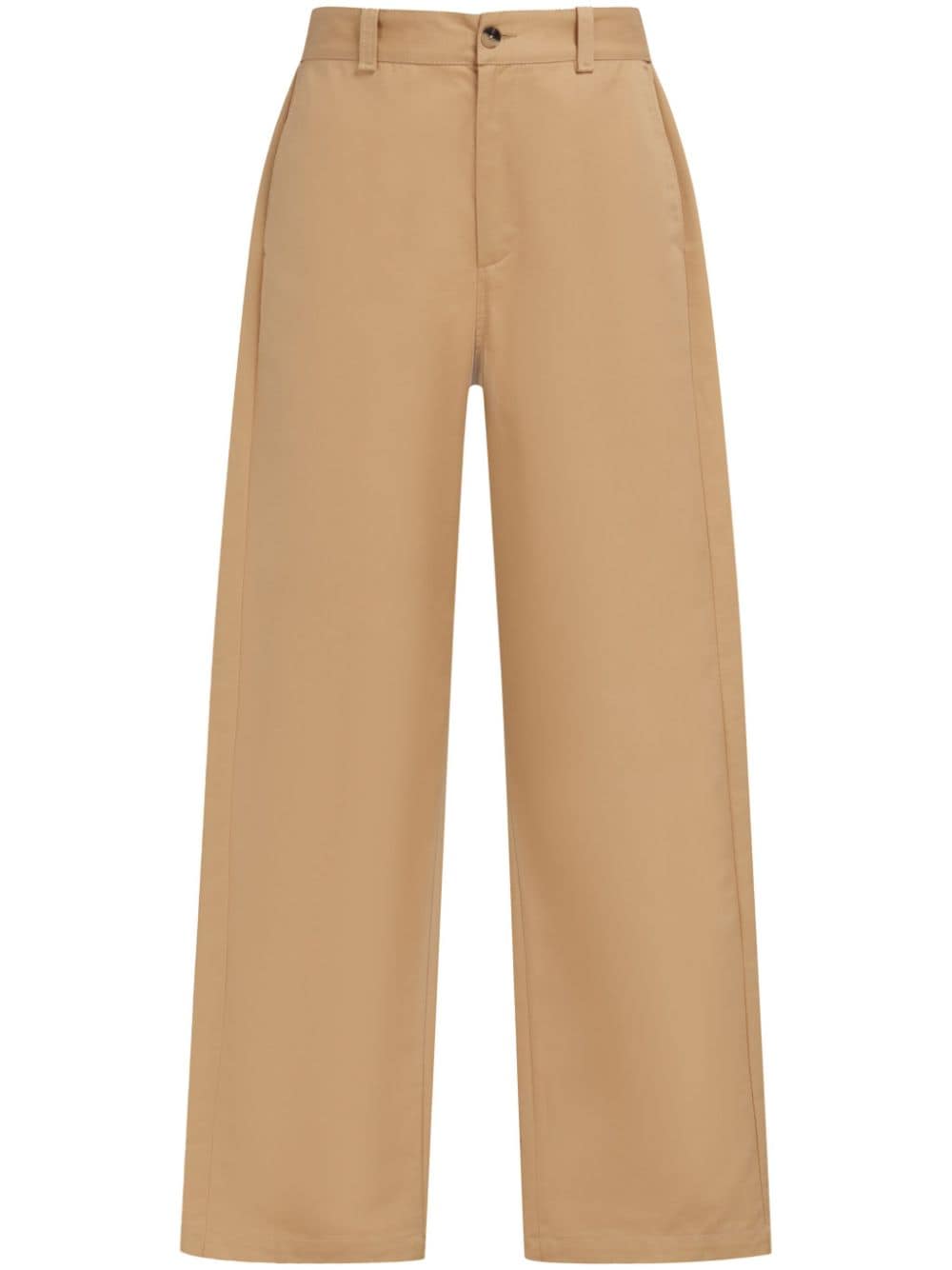 Marni logo-waistband straight-leg cotton trousers - Brown von Marni