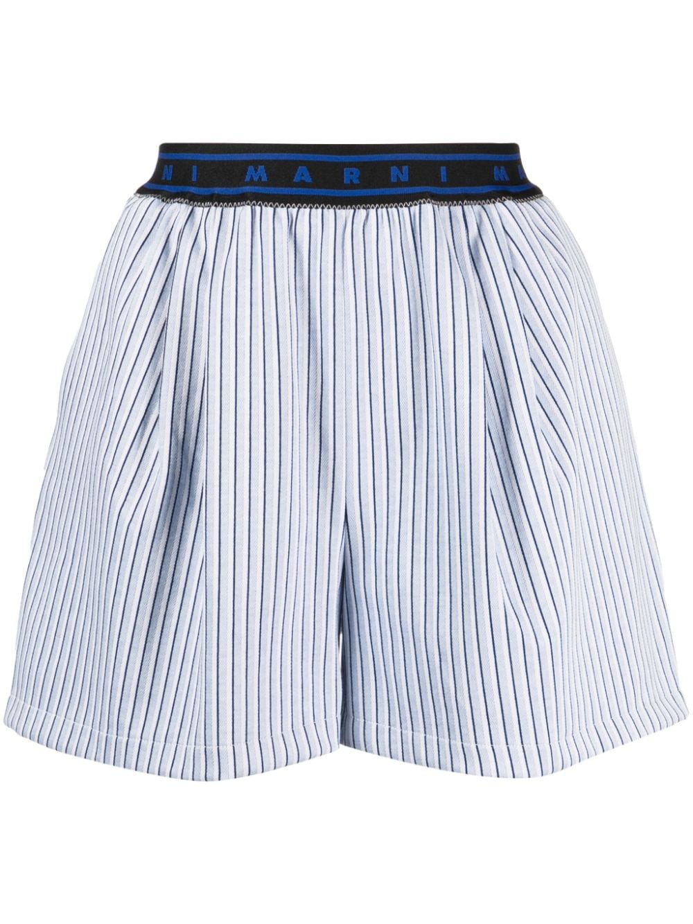 Marni logo-waistband striped shorts - Blue von Marni