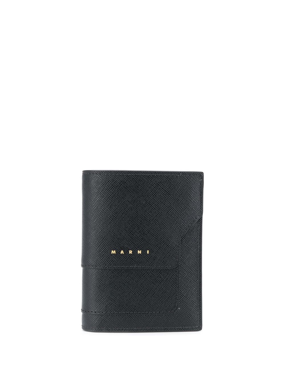 Marni logo-print leather bi-fold wallet - Black von Marni
