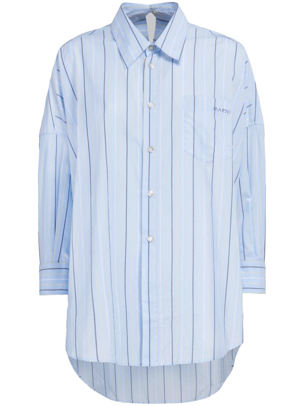 Marni long-length striped cotton shirt - Blue von Marni