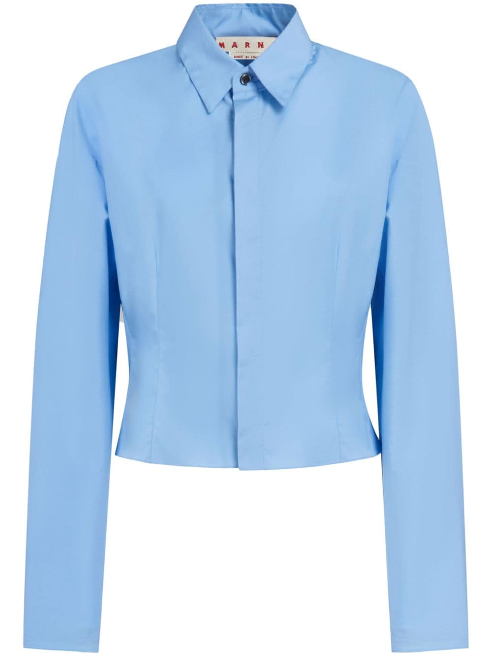 Marni long-sleeve cropped cotton shirt - Blue von Marni