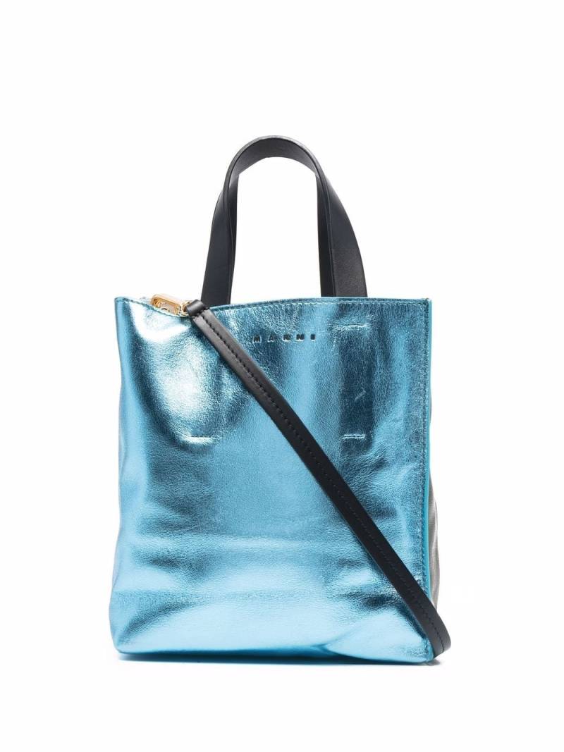 Marni metallic-leather tote bag - Blue von Marni