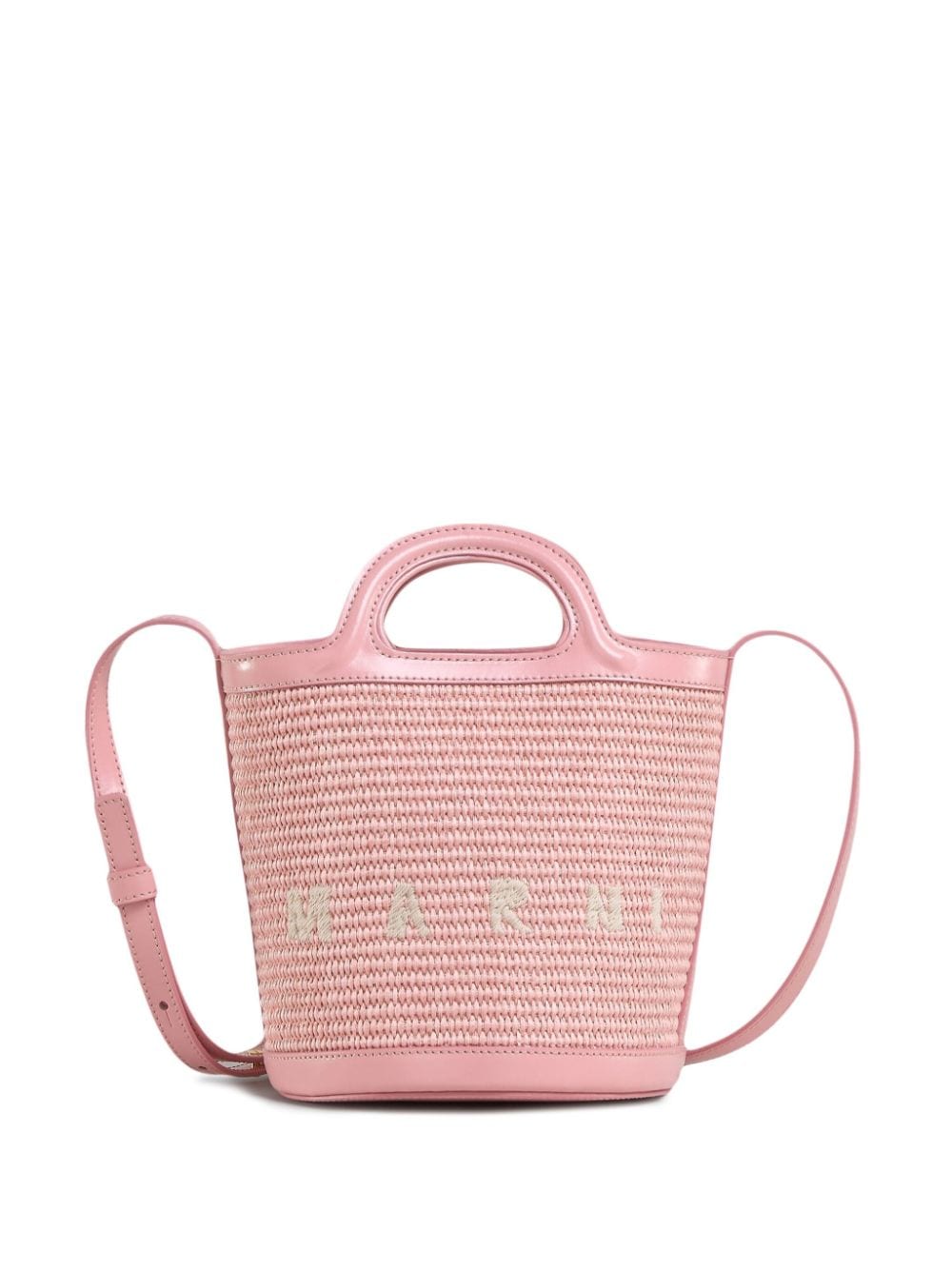 Marni mini Tropicalia woven bucket bag - Pink von Marni