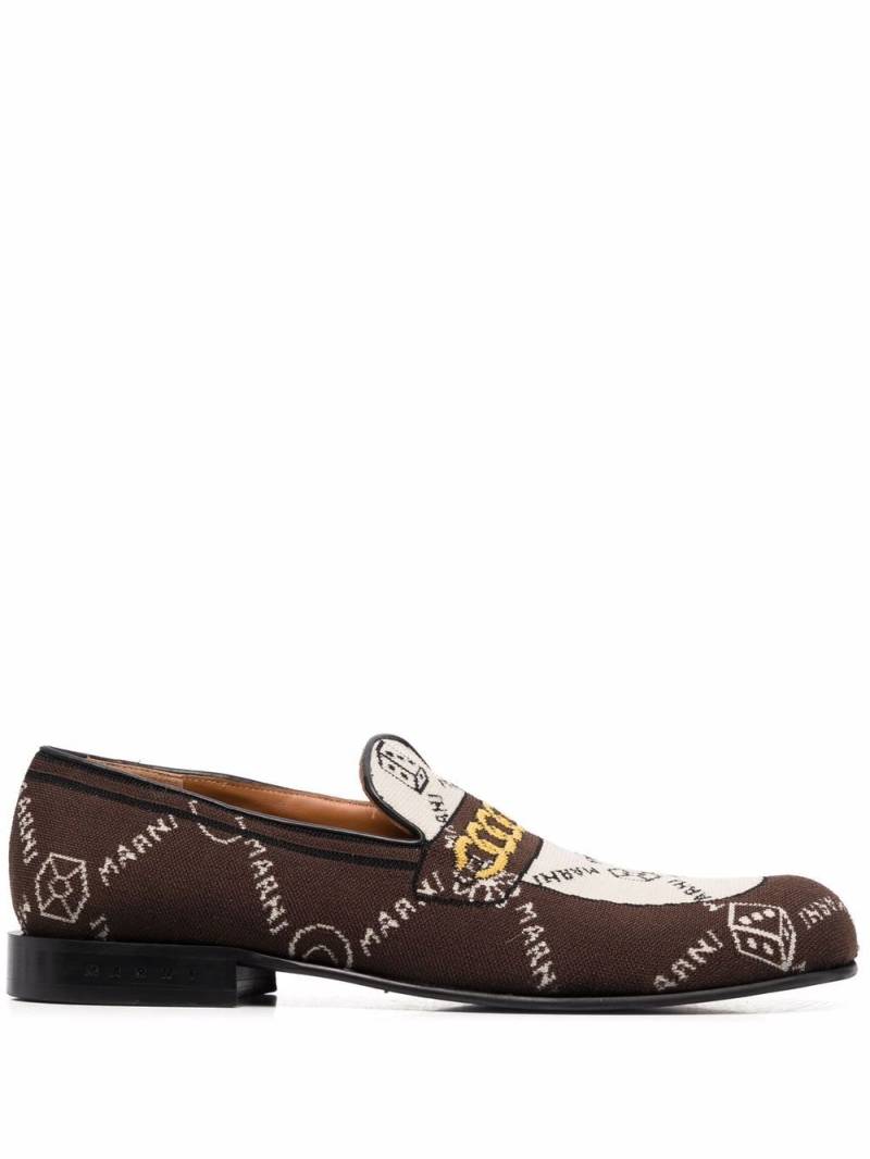 Marni monogram-knit loafers - Brown von Marni