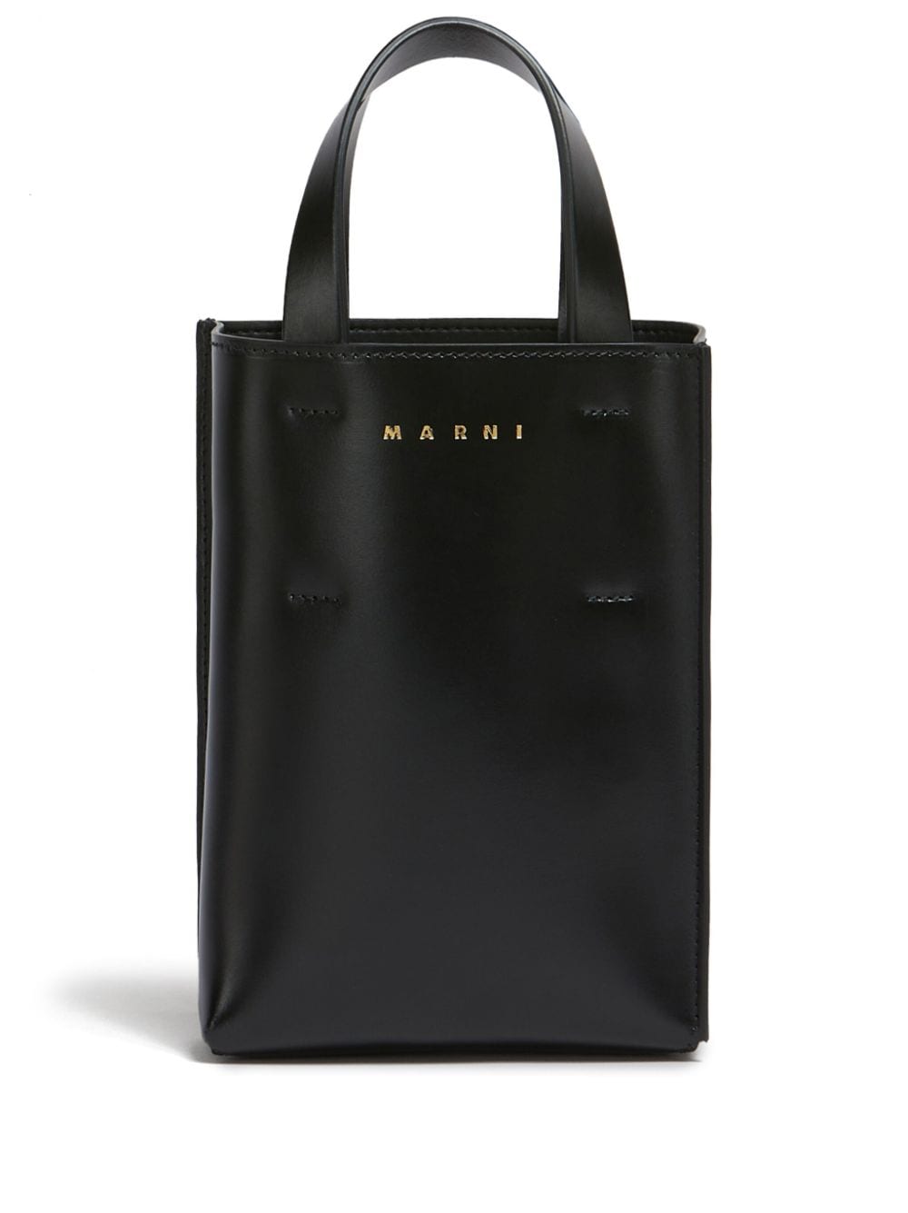 Marni nano Museo leather tote bag - Black von Marni