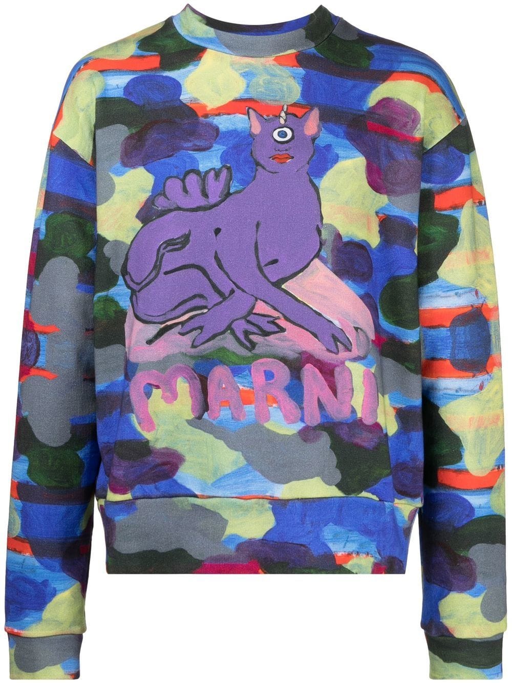 Marni paint-print crew-neck sweatshirt - Multicolour von Marni