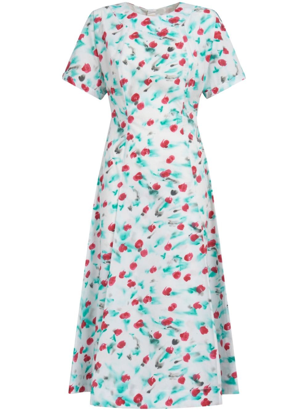 Marni painterly-print cotton midi dress - White von Marni