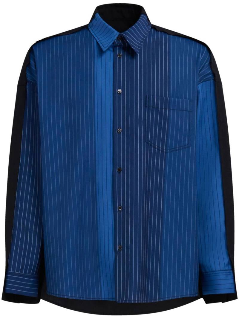Marni pinstriped-pattern virgin-wool shirt - Blue von Marni