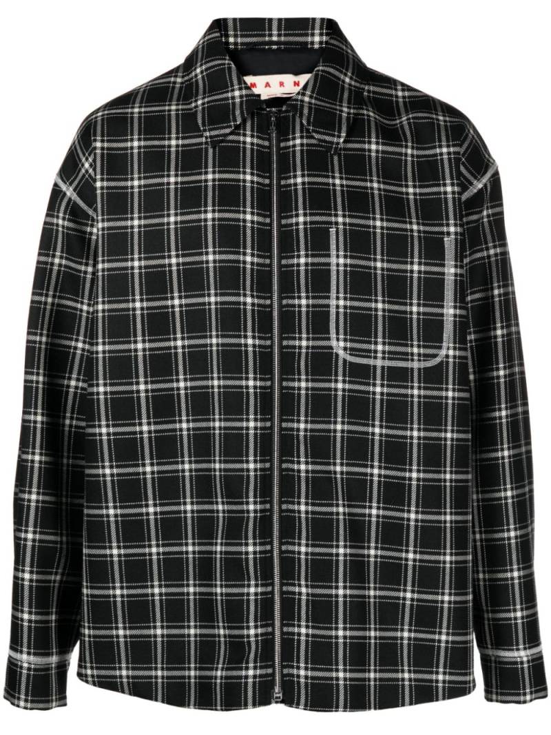 Marni plaid-pattern virgin-wool shirt jacket - Black von Marni