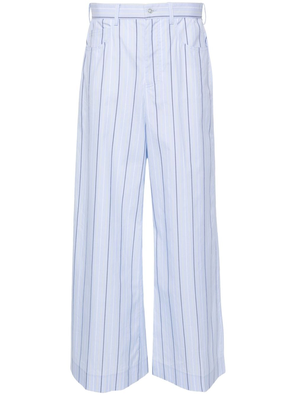 Marni poplin striped wide trousers - Blue von Marni