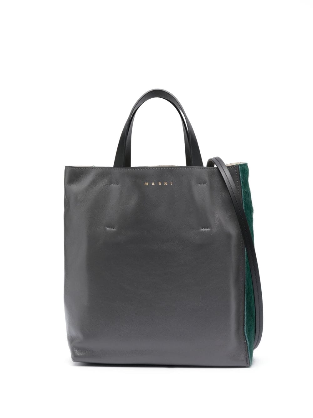 Marni rectangle-frame leather tote bag - Green von Marni