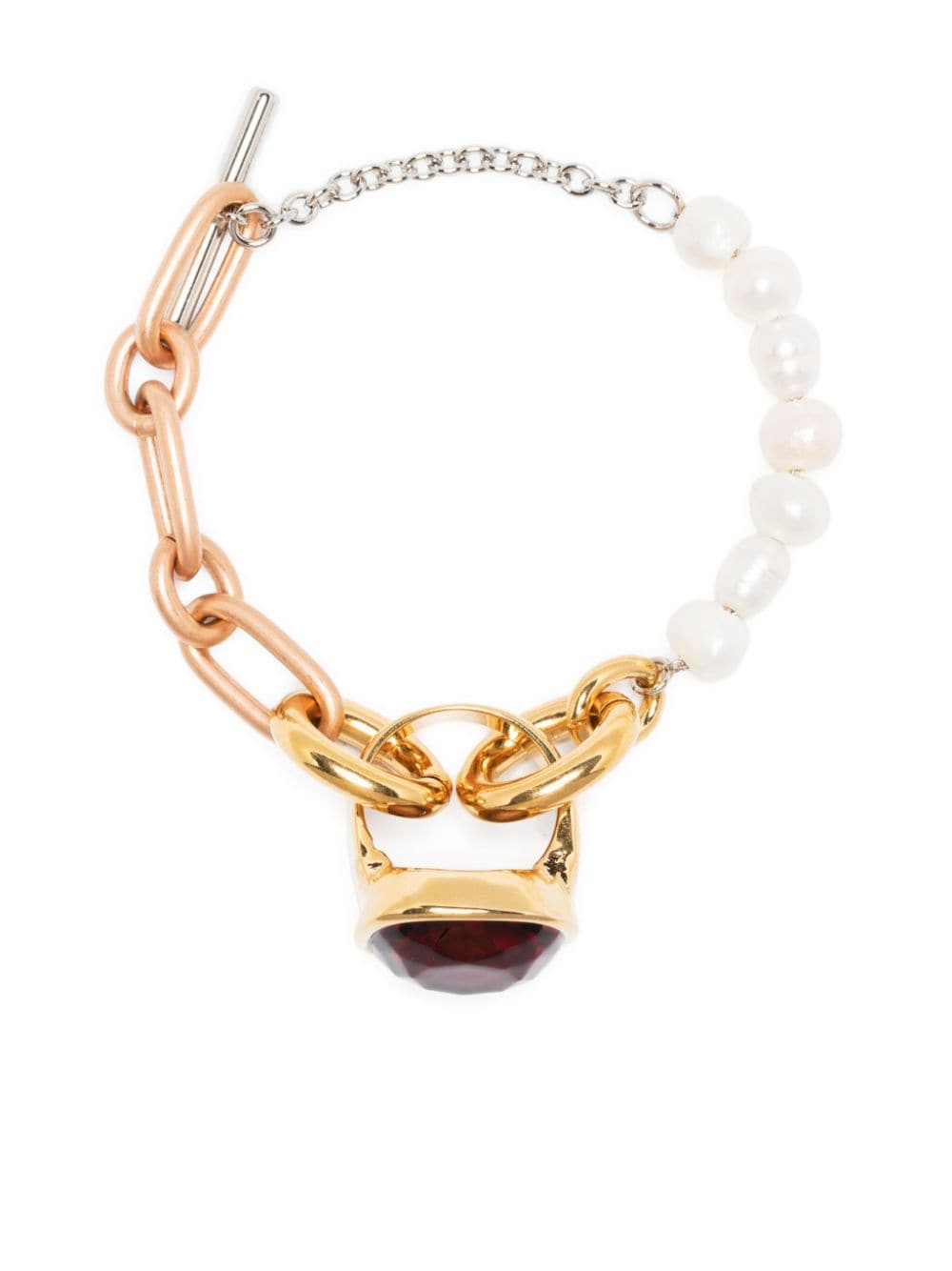 Marni ring-pendant pearl-embellished chain bracelet - Gold von Marni