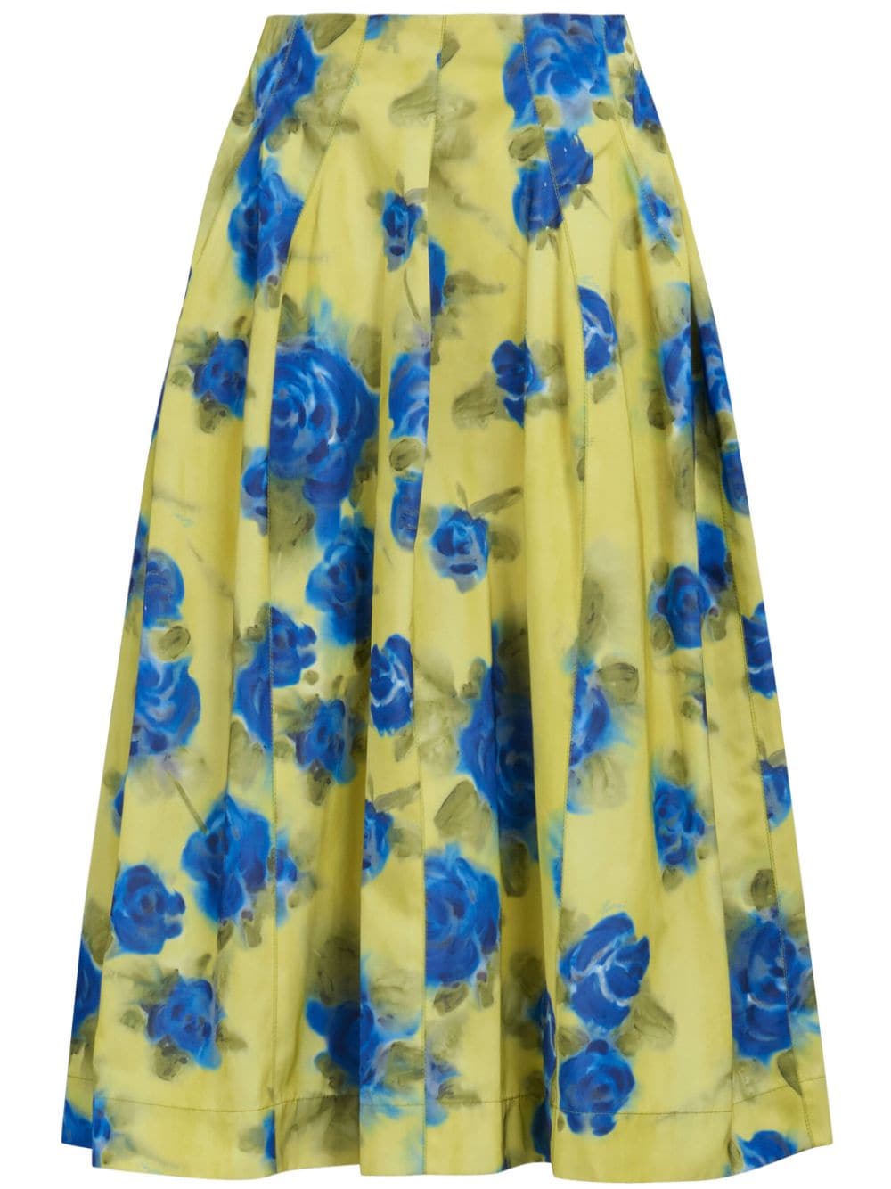 Marni rose-pattern print midi skirt - Yellow von Marni