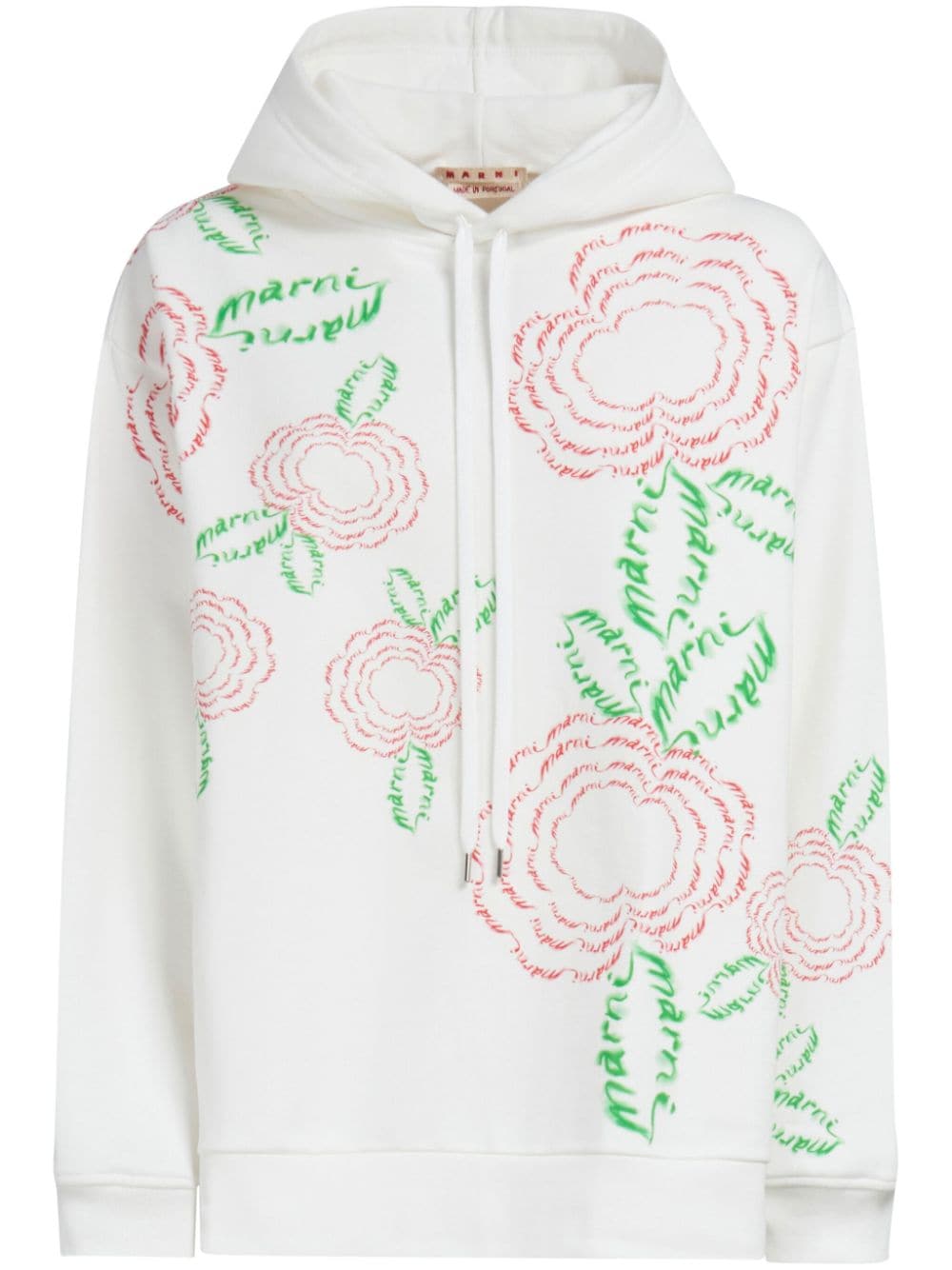 Marni rose-print cotton hoodie - White von Marni