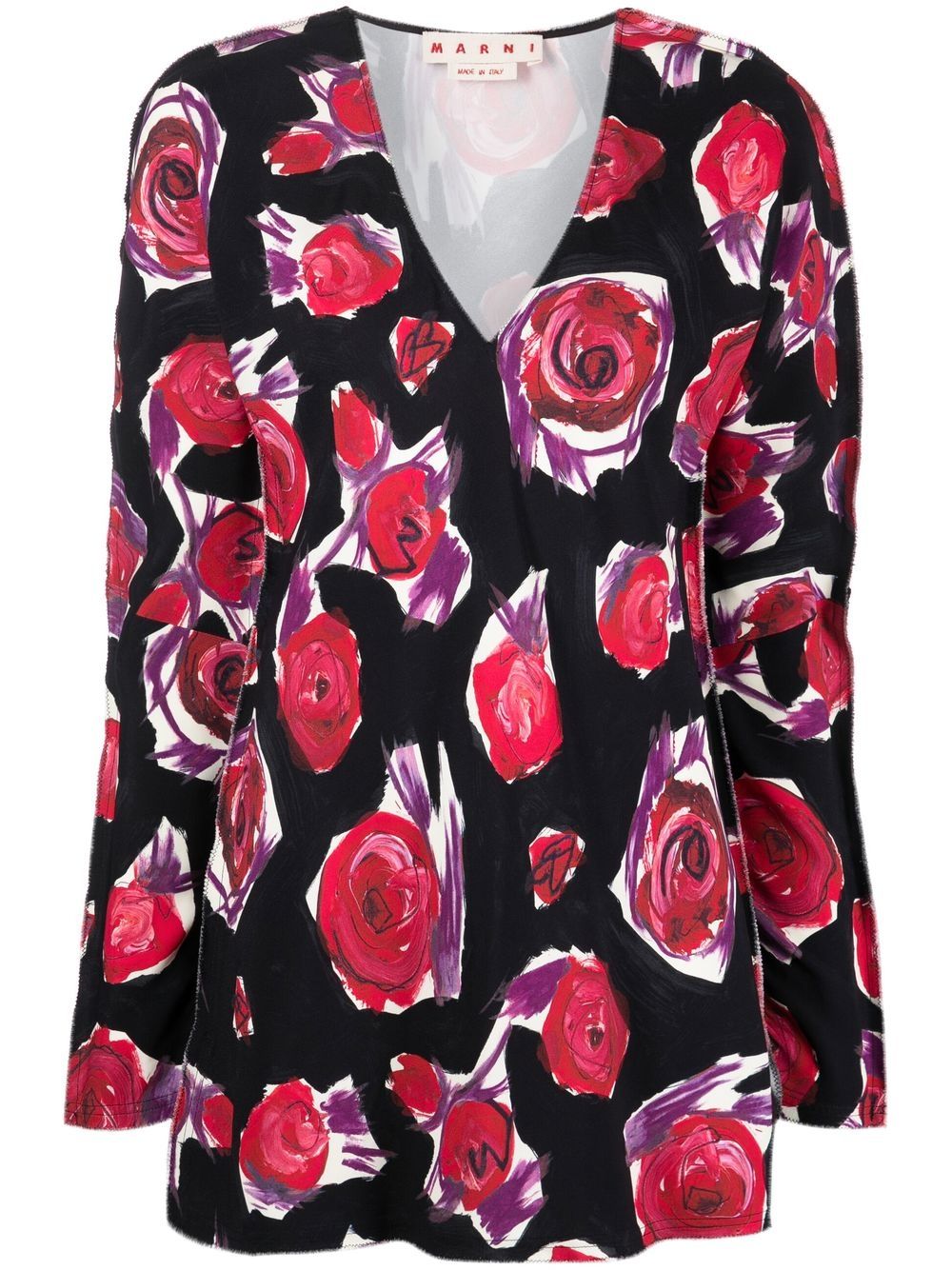 Marni rose print top - Black von Marni