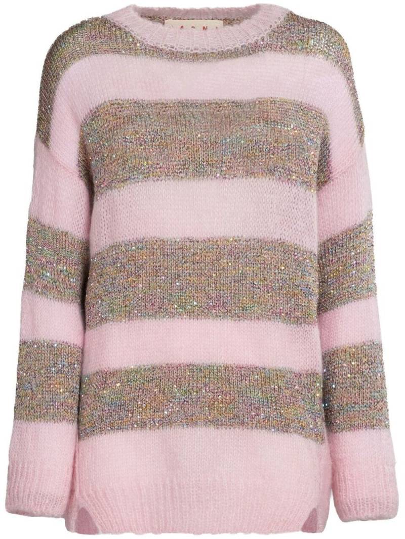 Marni sequin-embroidered stripe jumper - Pink von Marni