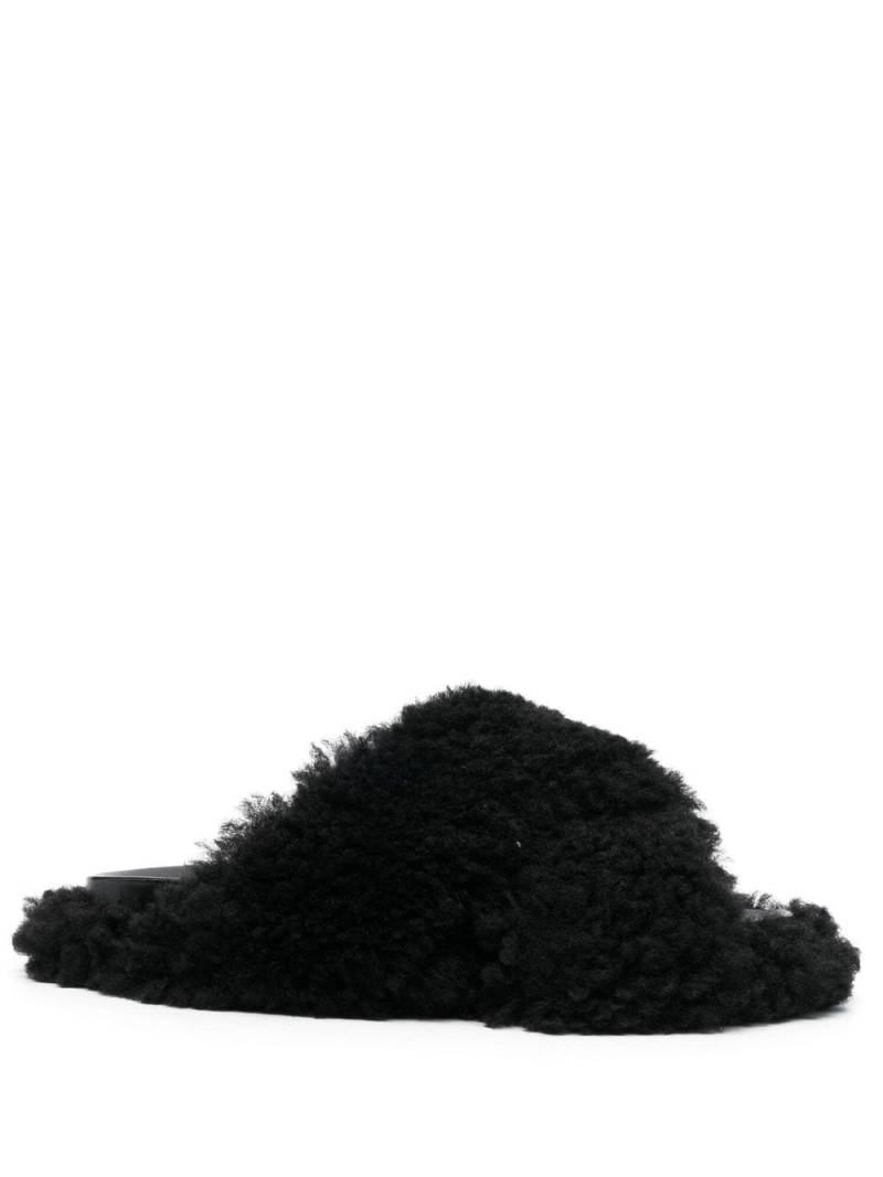 Marni shearling leather slides - Black von Marni