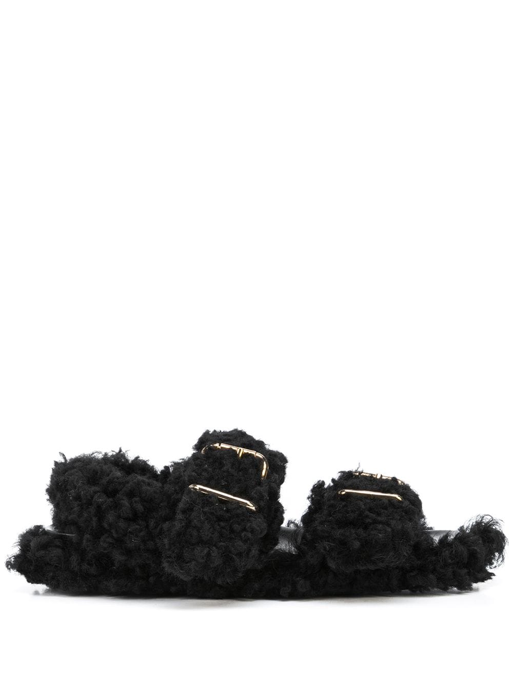 Marni shearling-trimmed sandals - Black von Marni