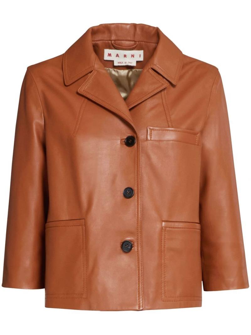 Marni single-breasted leather jacket - Brown von Marni