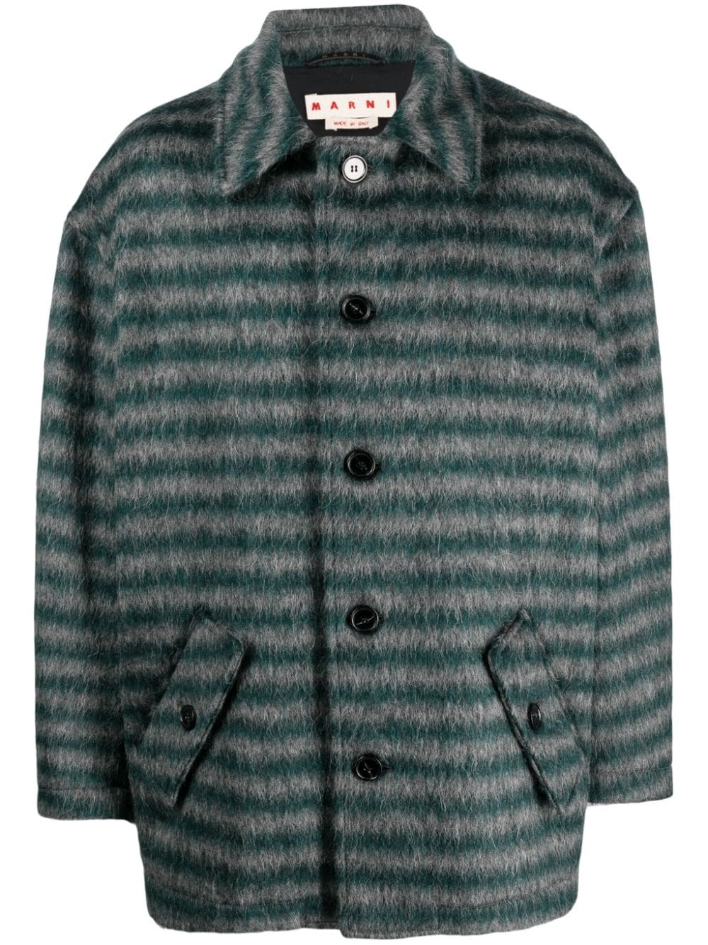 Marni single-breasted striped coat - Green von Marni