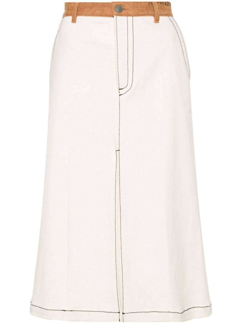 Marni slit-detail cotton midi skirt - Neutrals von Marni