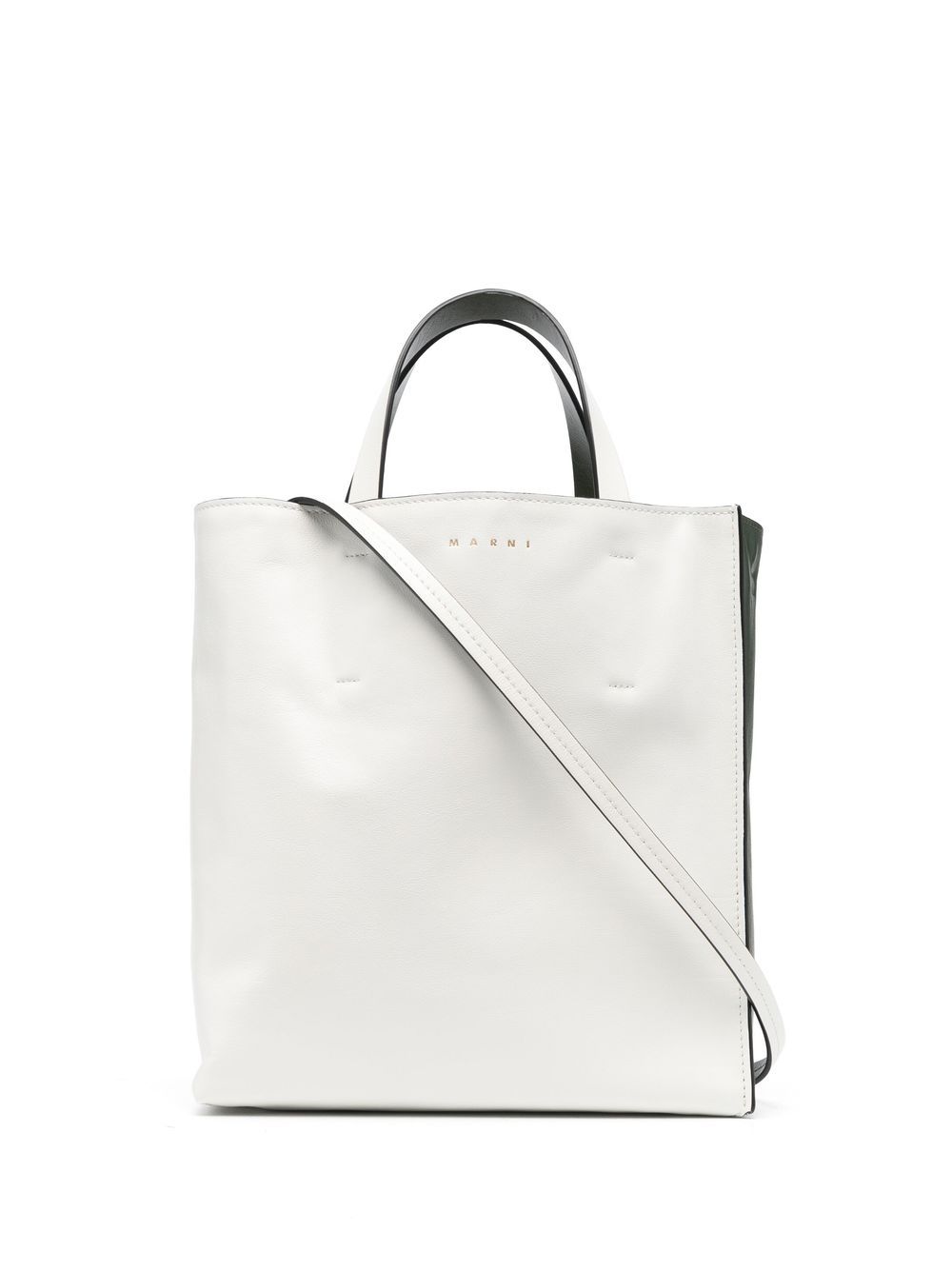 Marni small Museo leather tote bag - White von Marni