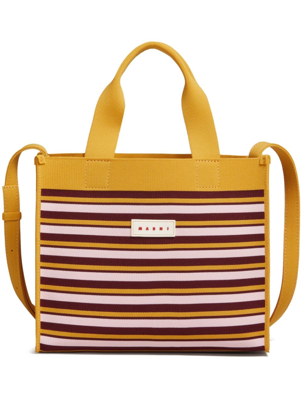 Marni small Shopping striped tote bag - Orange von Marni