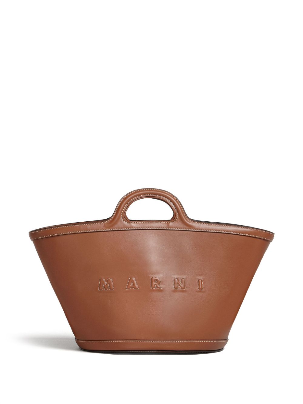 Marni small Tropicalia logo-embossed leather tote bag - Brown von Marni