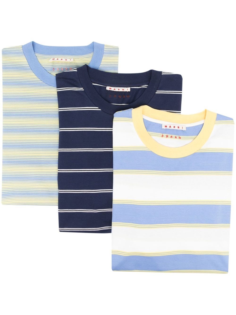 Marni stripe-print short-sleeved T-shirt - Blue von Marni