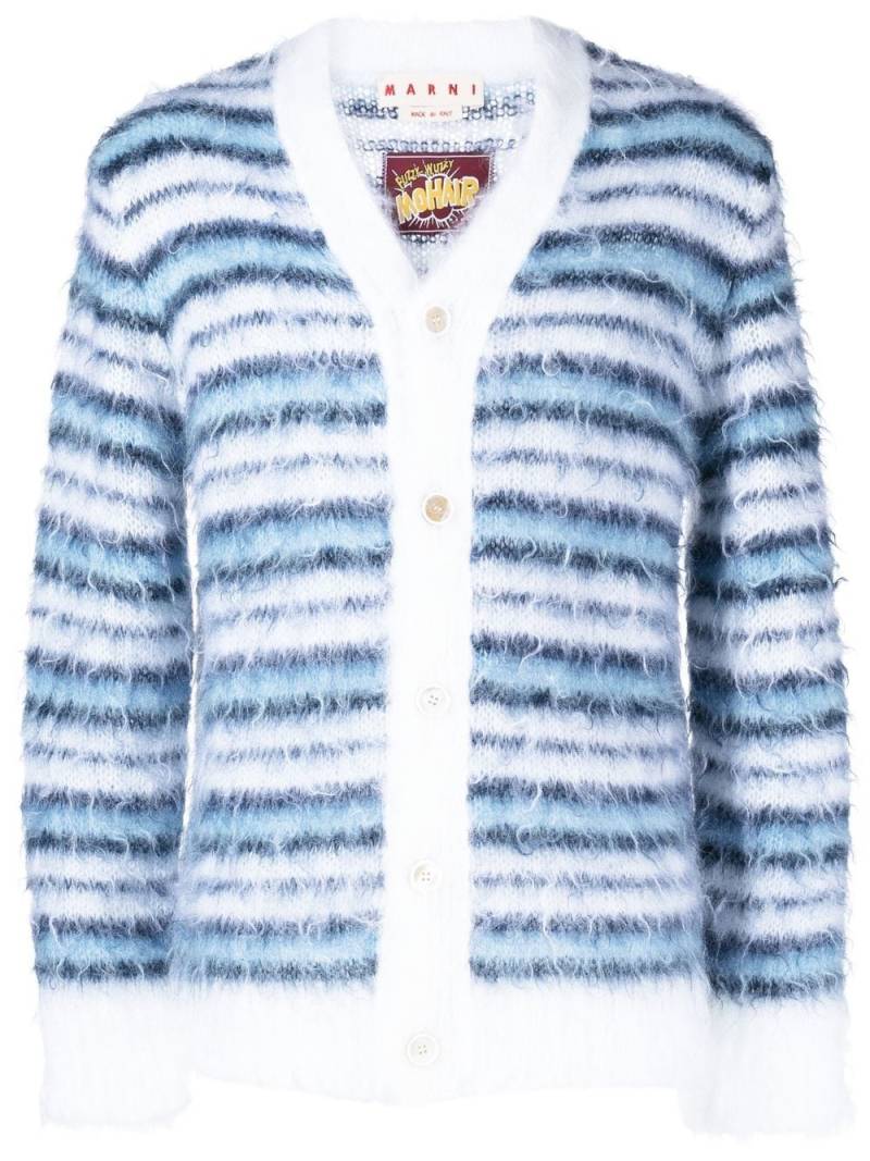 Marni striped V-neck cardigan - Blue von Marni