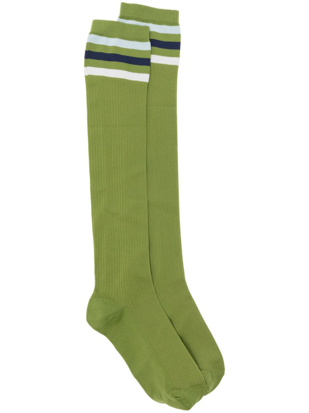 Marni striped-edge ribbed knee socks - Green von Marni