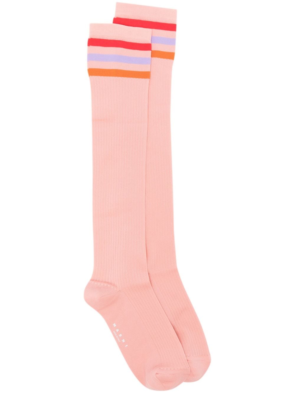 Marni striped-edge ribbed knee socks - Pink von Marni