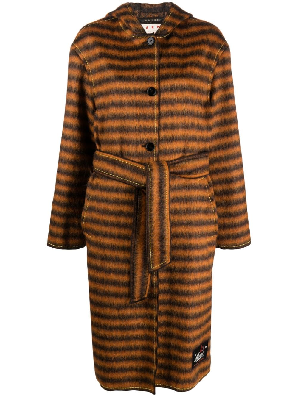 Marni striped hooded coat - Orange von Marni