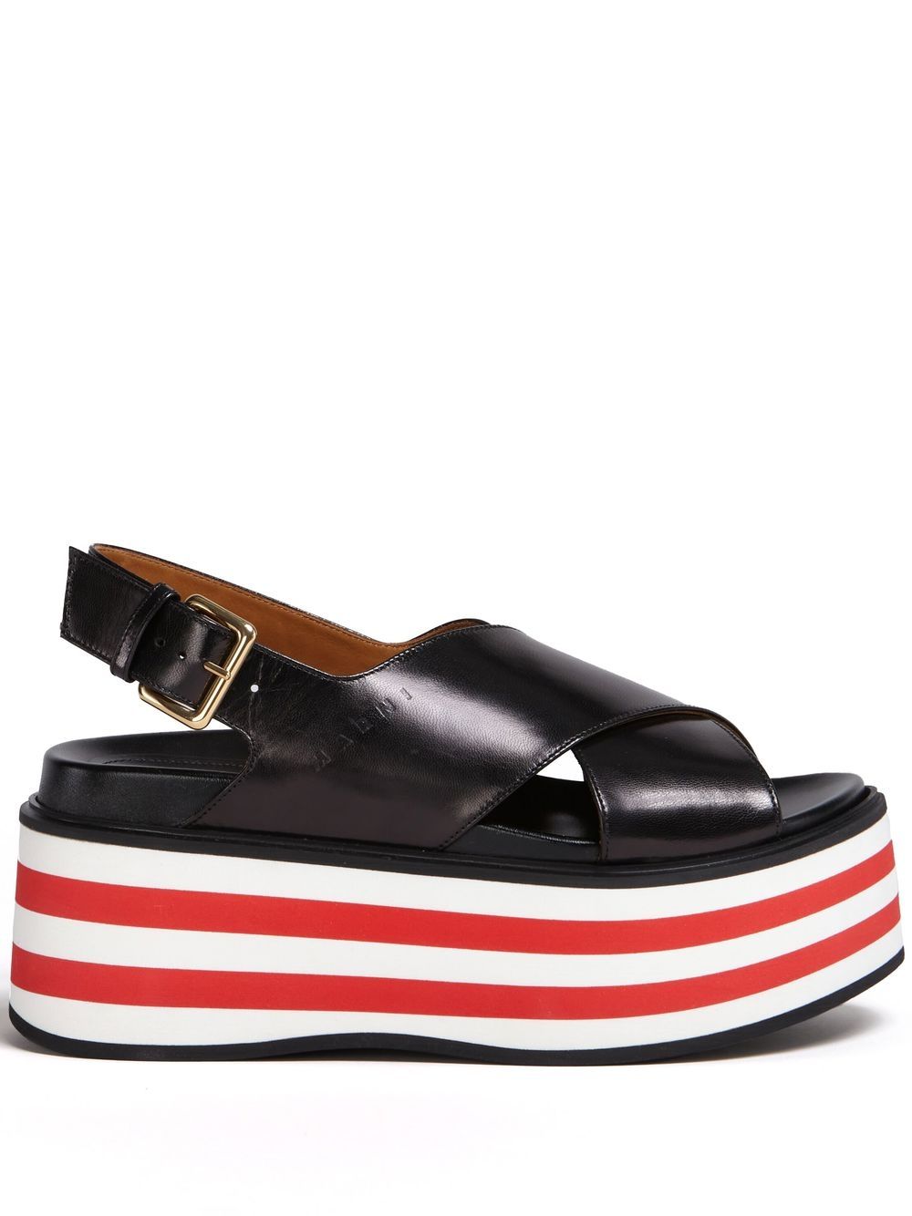 Marni striped leather wedge sandals - Black von Marni