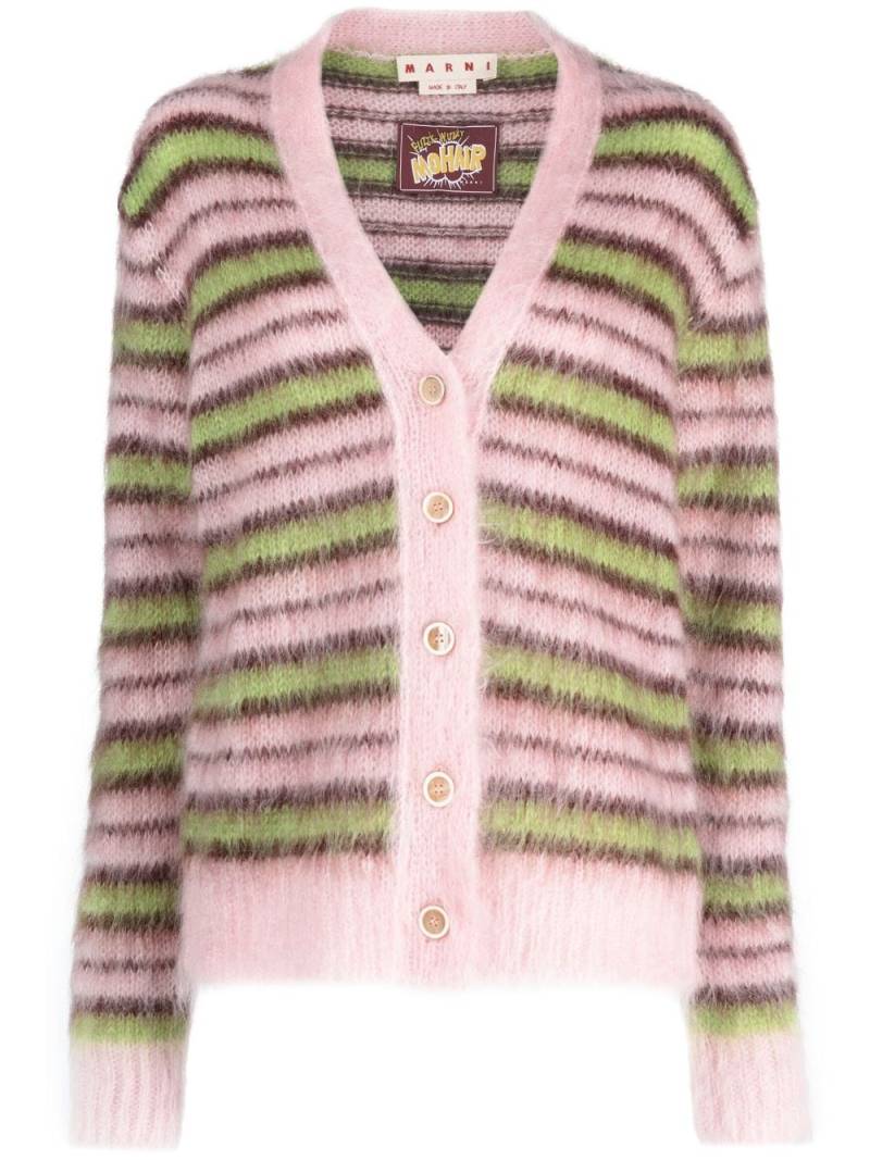 Marni striped mohair-blend cardigan - Pink von Marni