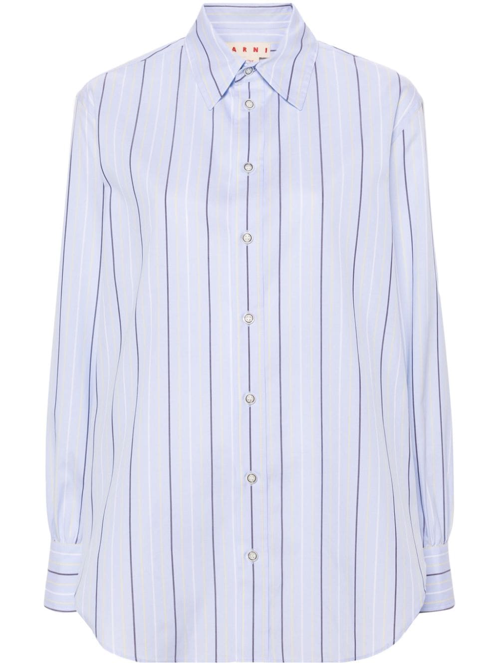Marni striped straight-collar cotton shirt - Blue von Marni